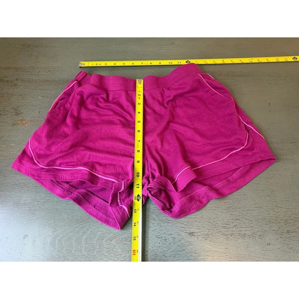 Midnight Carole Hochman Lounge Shorts Magenta Pink Waffle Knit Sleep Pockets M